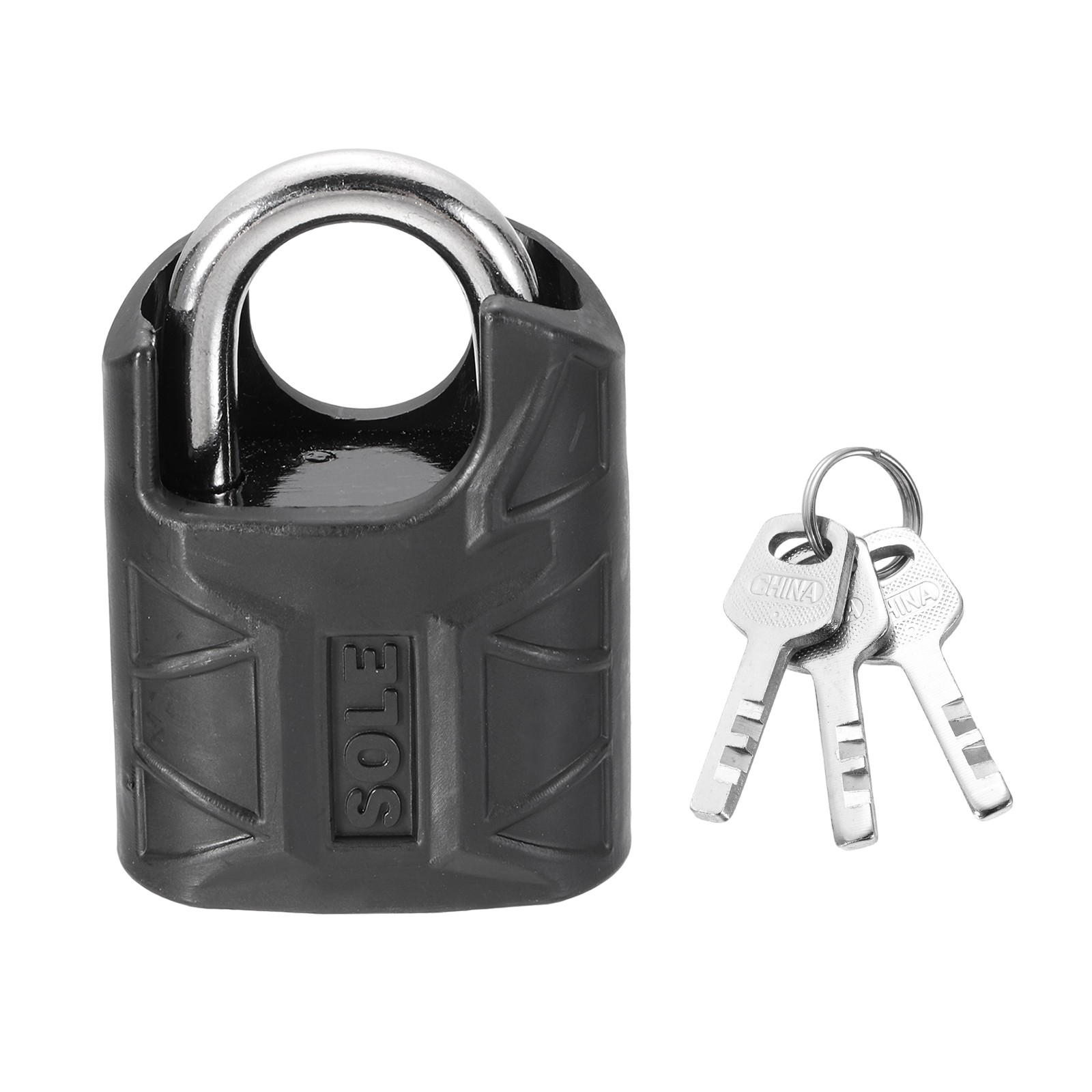 High Security Solid Steel Padlock with Key, Black (1-3/16 Inch)
