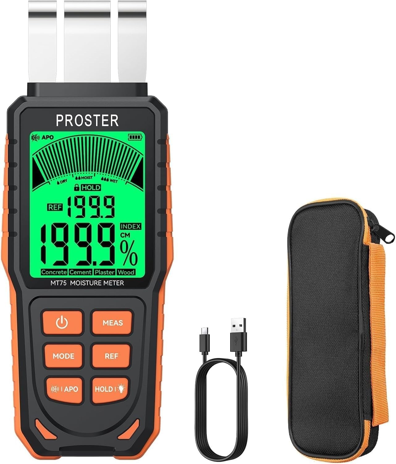 Proster Rechargeable Moisture Meter - 5 Modes Pinless 40mm Depth PST276-US