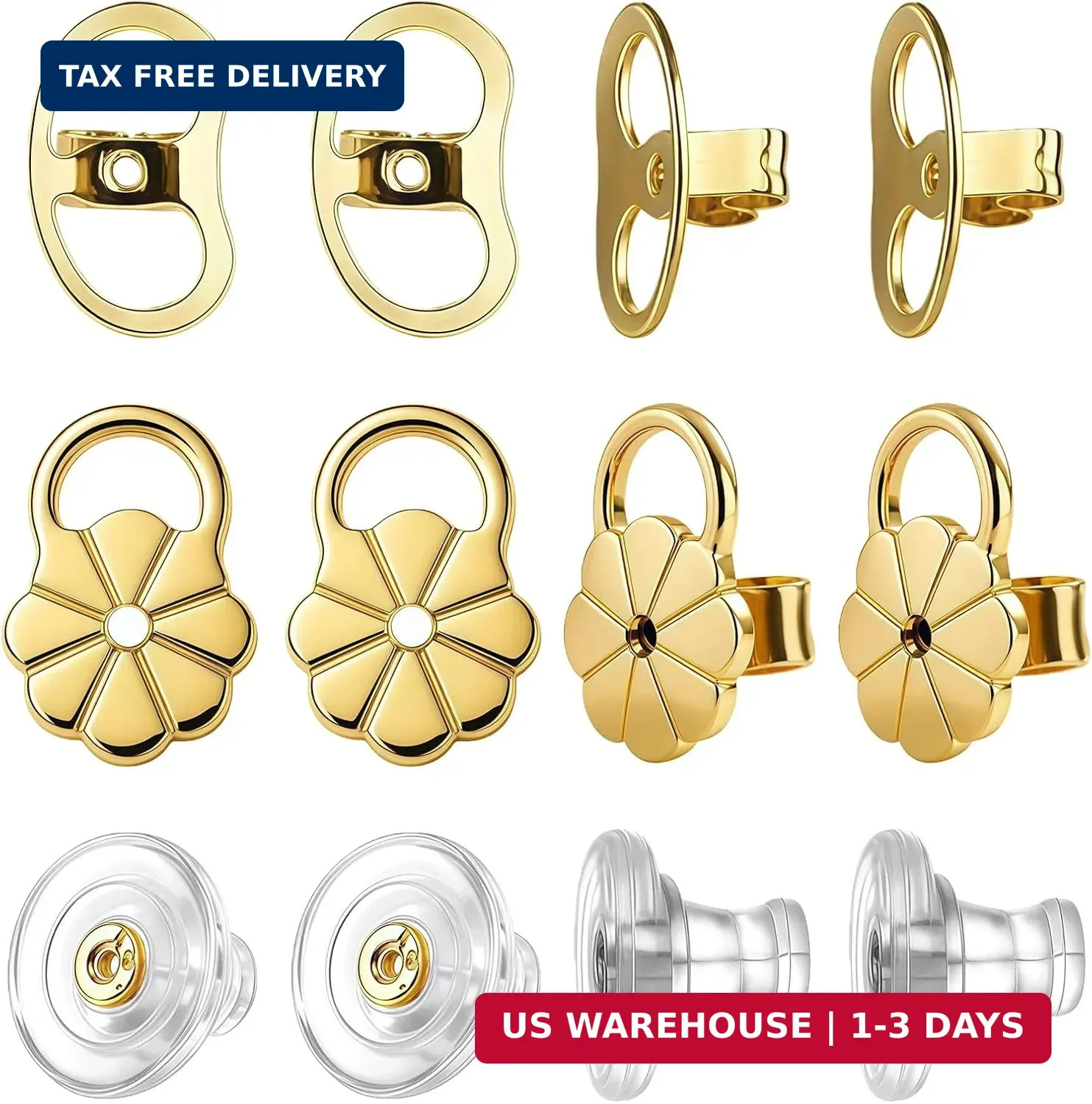 Earring Lifters Backs for Droopy Ears:Secure Stud Clutches for Heavy Earrings,6