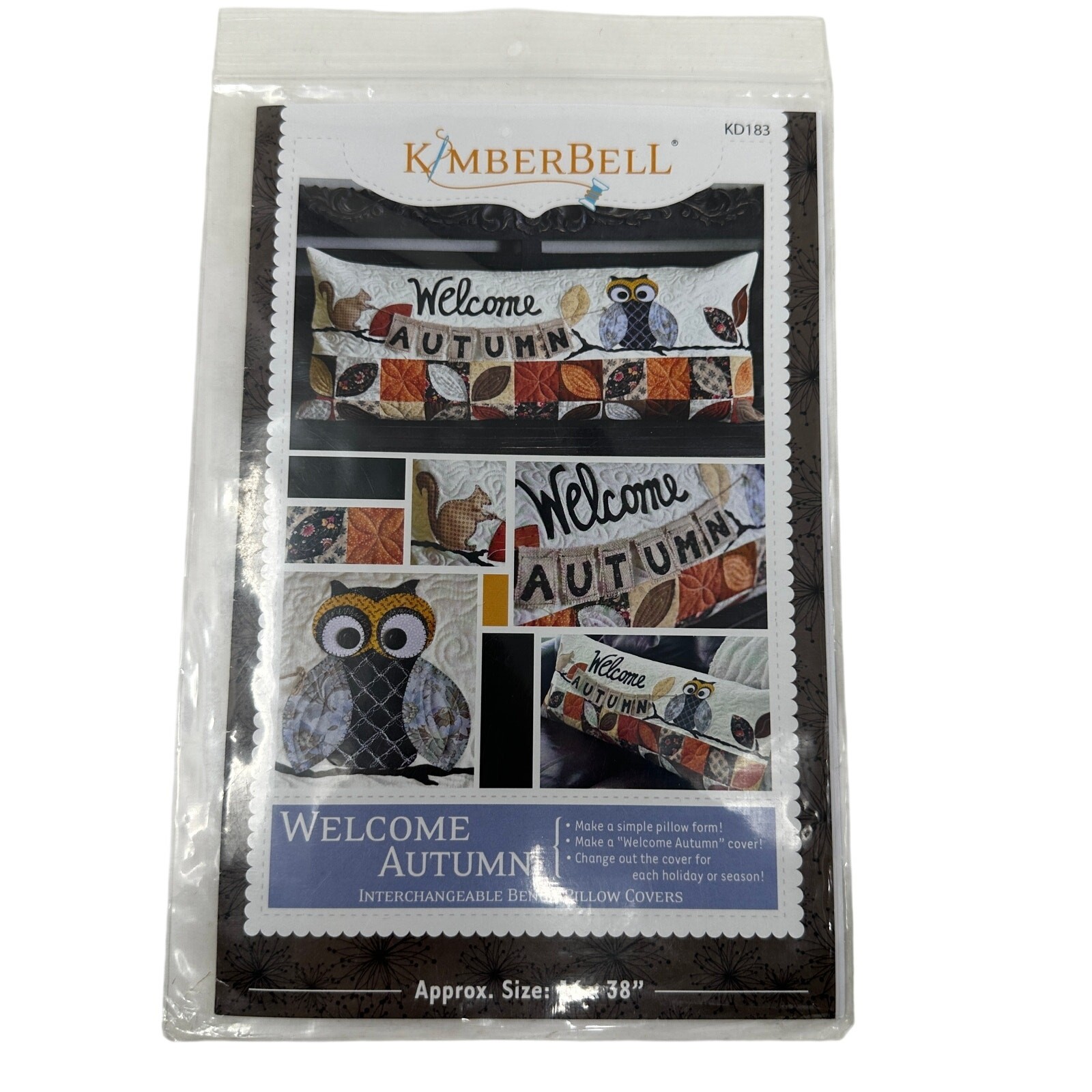 Kimberbell Welcome Autumn Quilt Pattern Seasonal Bench Pillow Cover NEW
