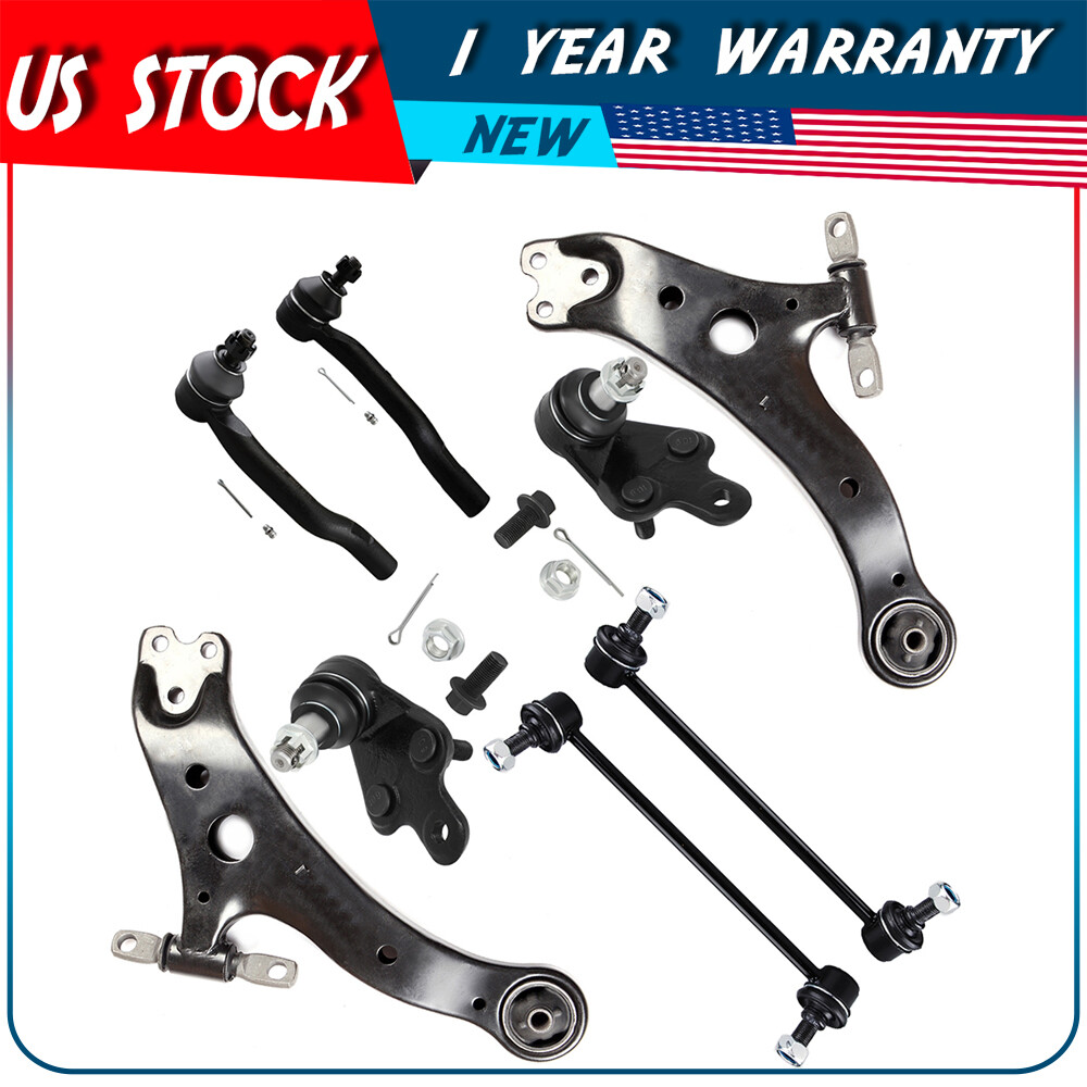 8x Front Lower Control Arm Tie Rod End Sway Bar For 2012-17 Toyota Camry Avalon