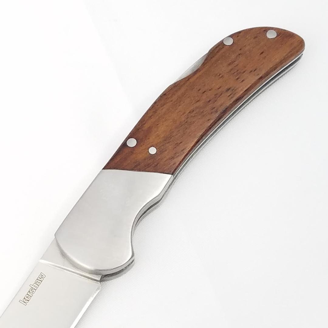 Kershaw Baseman Pocket Knife Lockback Brown Wooden Handle Stainless Folding