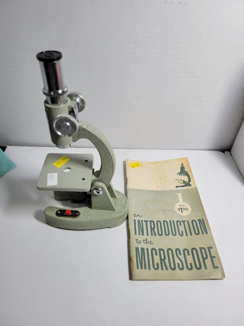 Vintage Sears Microscope #6366 & Milben Prepared Slides Micro-Organisms