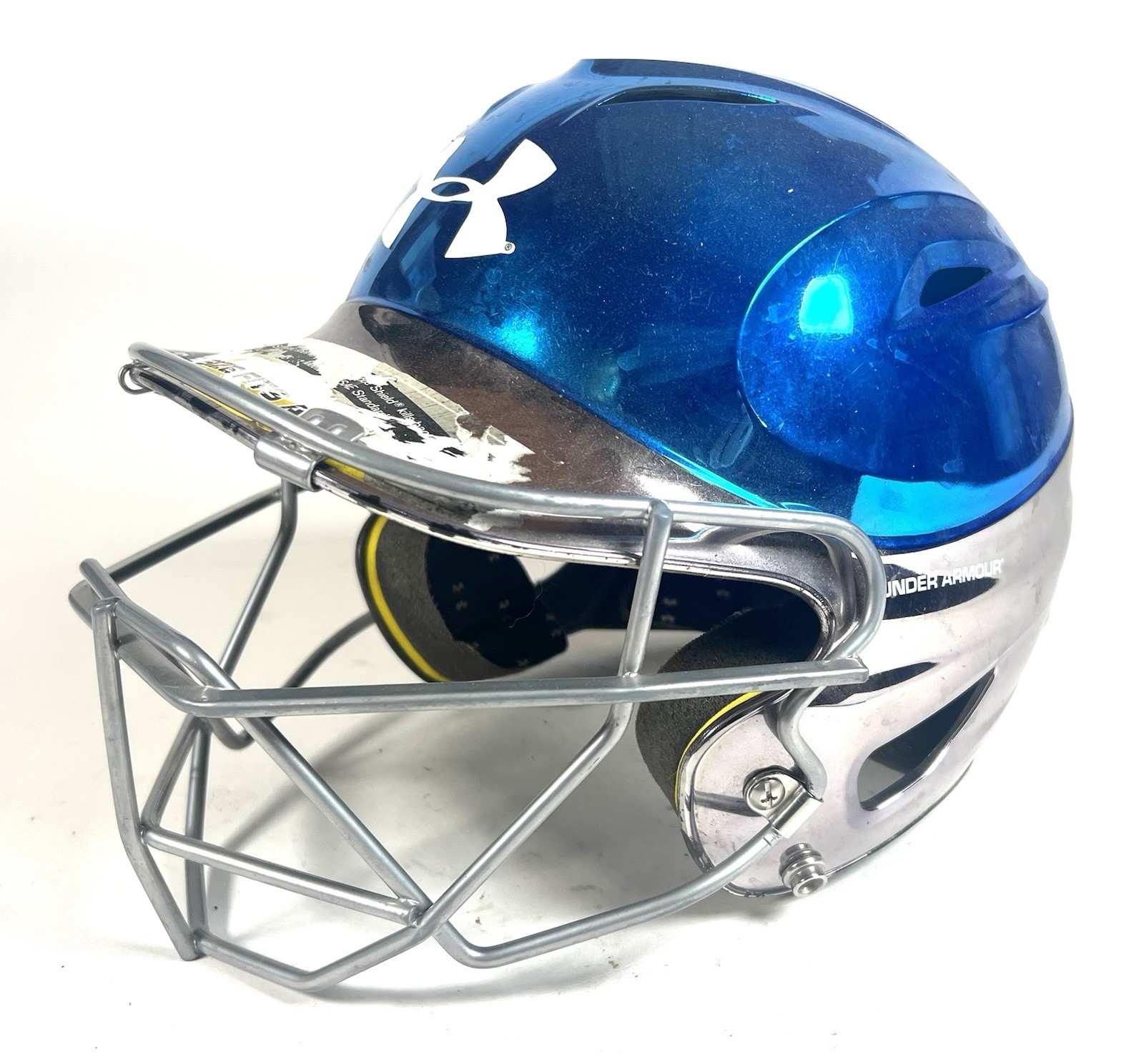 Under Armour UABH100 6 1/2"–7 3/4" Baseball Batting Helmet Chrome/Blue