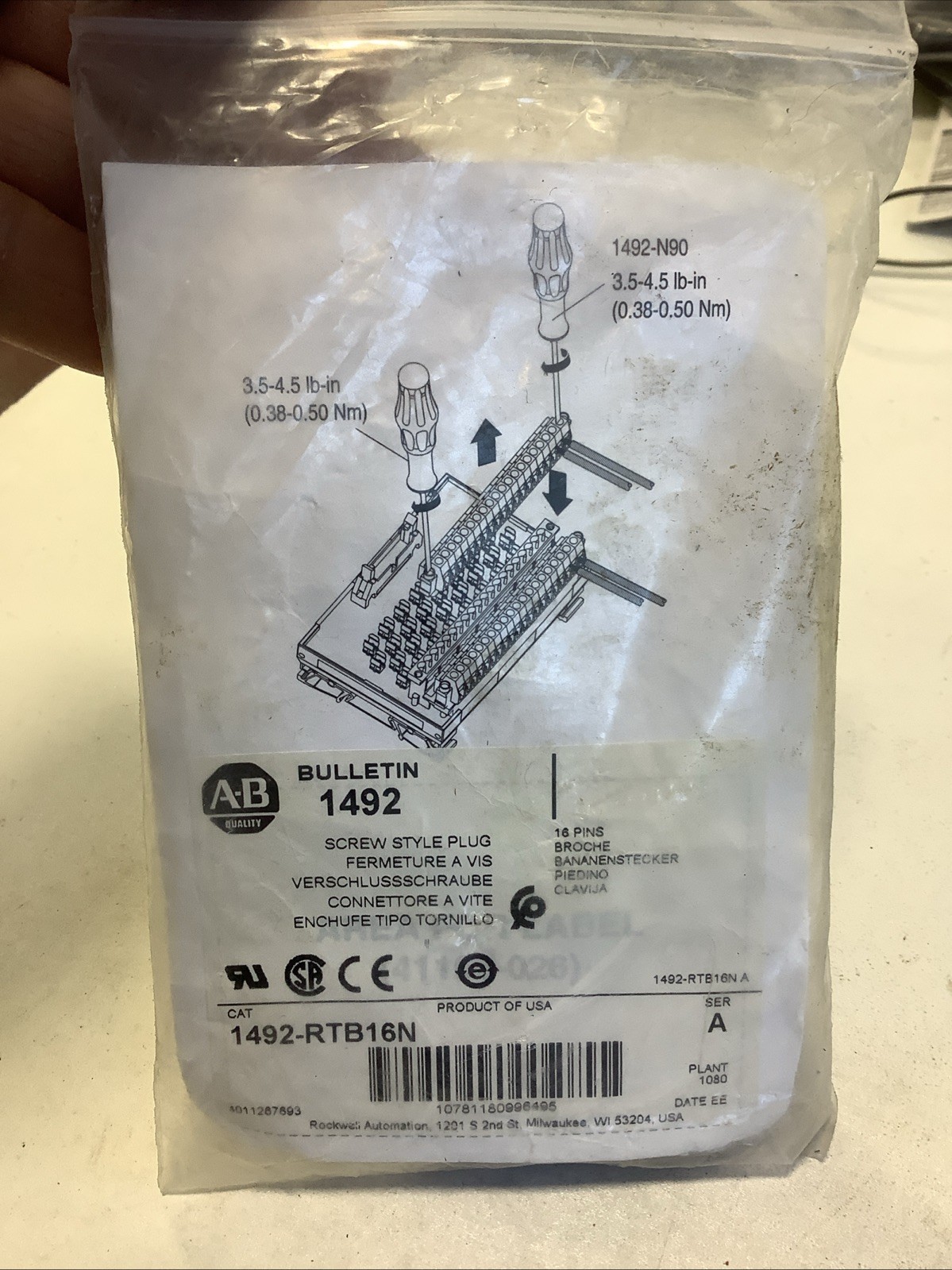 Allen Bradley, 1492-RTB Removable Terminal Block Plug for use with 1756 Analog