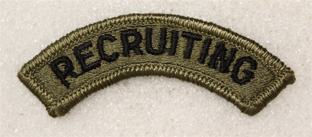 Army patch 5034: "RECRUITING" tab - subdued (Recruiting Command)