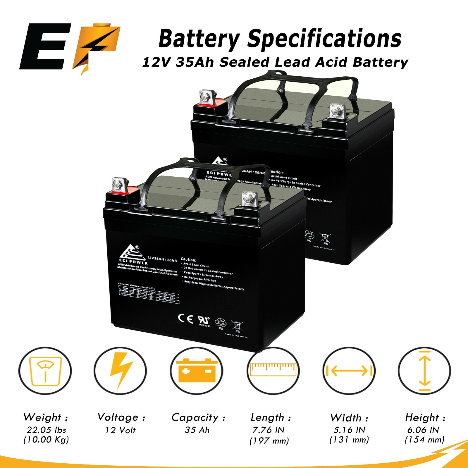 2 X 12V 35Ah Pride Mobility Jazzy Select GT Replacement Battery - 2 Pack