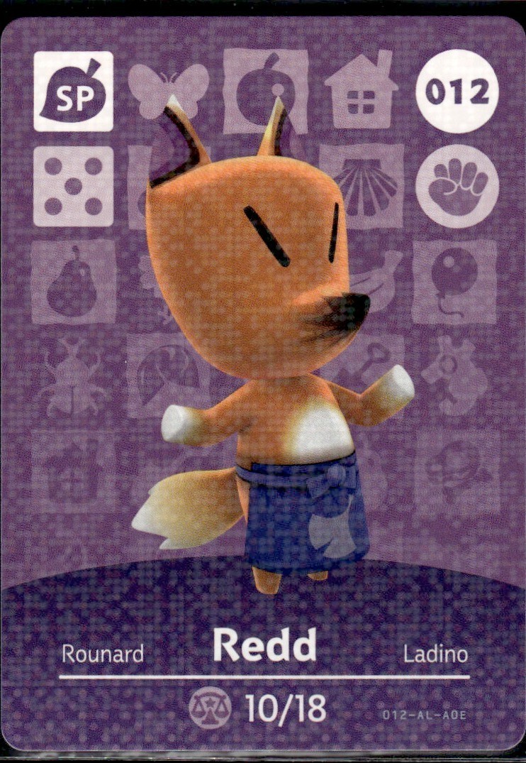 012 Redd Red Amiibo Card 012 Series 1 Animal Crossing Nintendo Switch NA Region