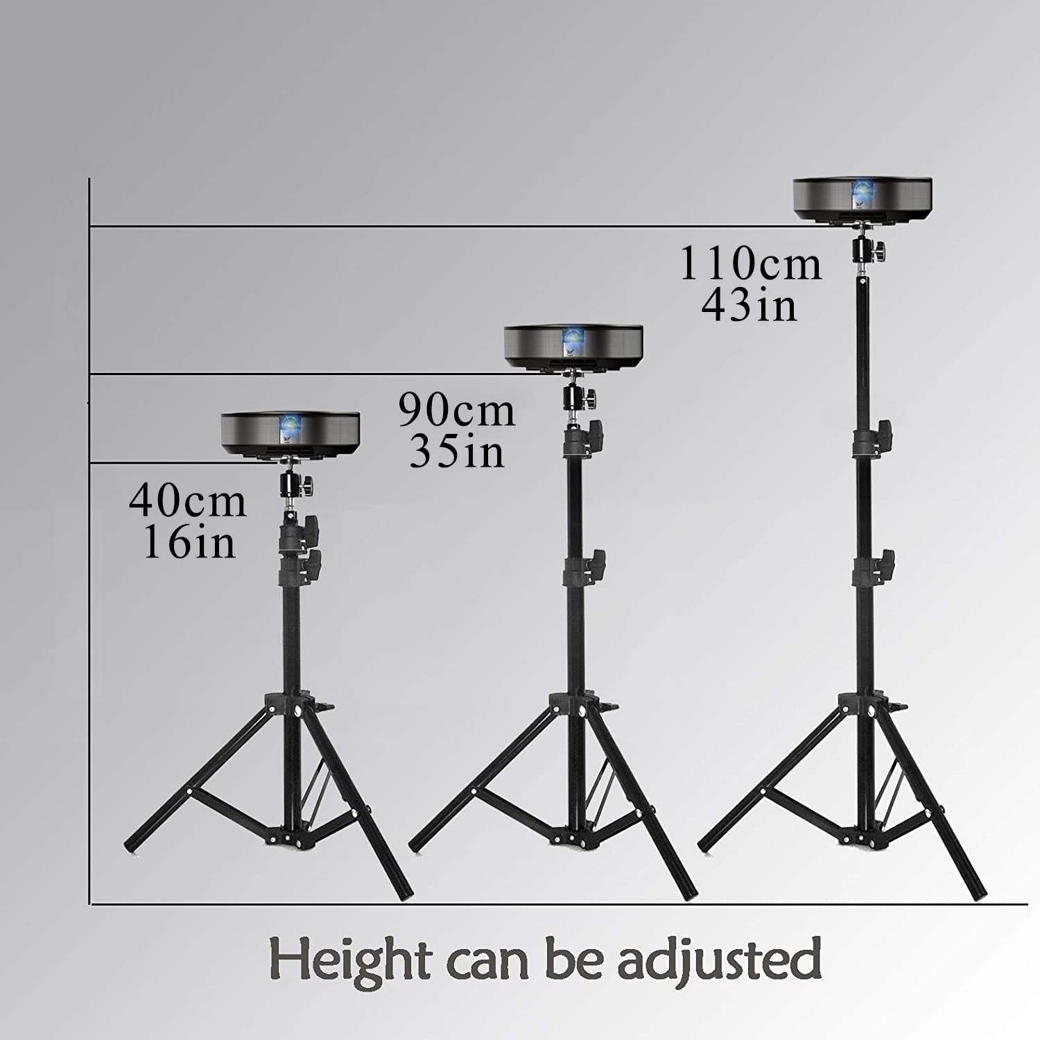 Portable Projector Tripod Stand, 18"-40" Adjustable Height, Up to 3lbs Load