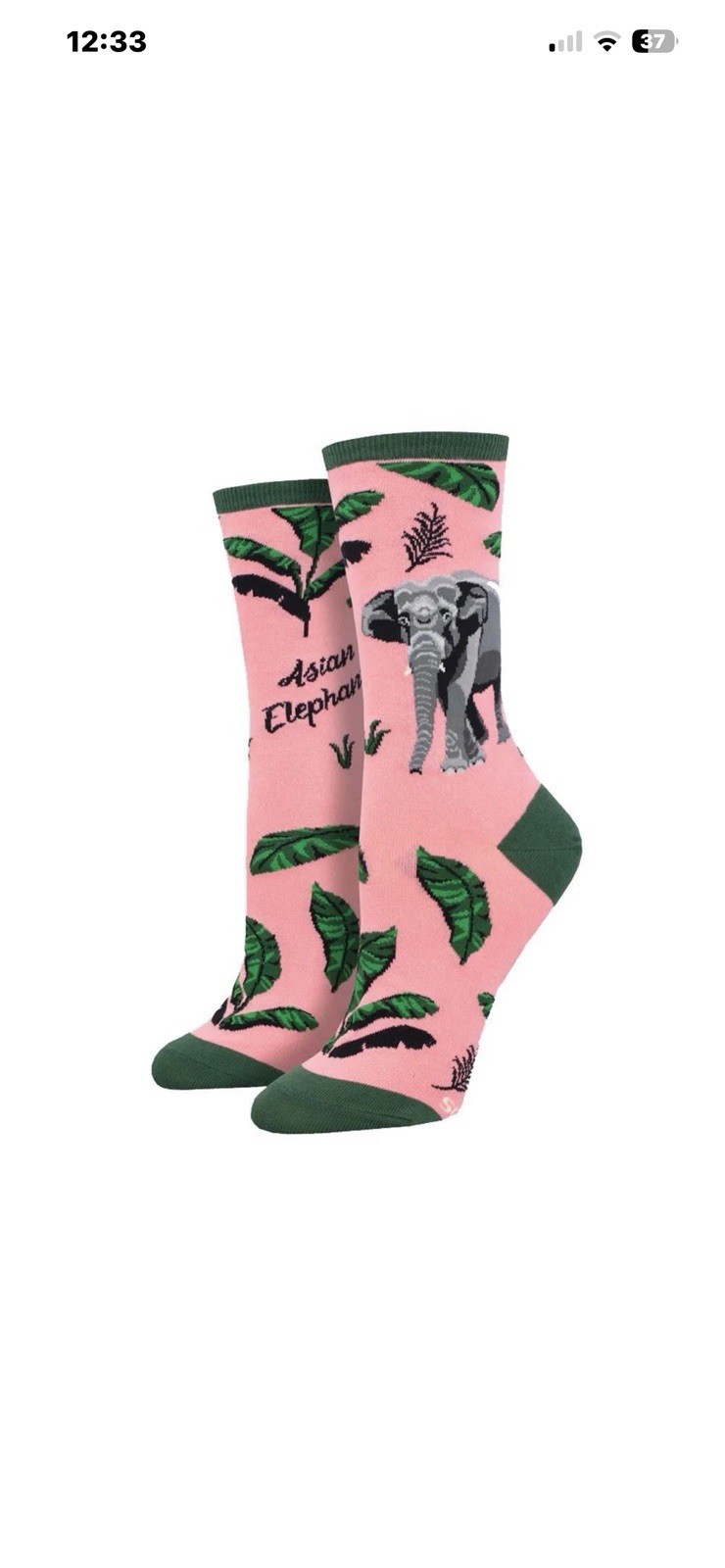 Socksmith Women's Crew Socks Endangered Species Asian Elephant Novelty Footwear