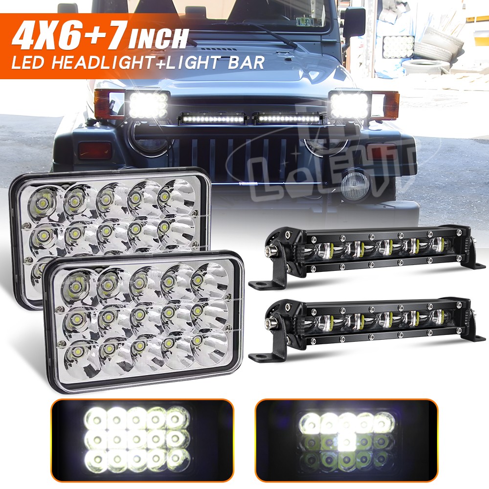 2x 4x6" LED Headlight+2x 7'' Pod fit BLIZZARD Snowplow Snow Plow 680LT 720LT 810
