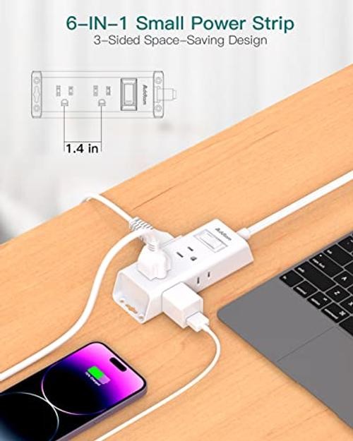 Cruise Essentials - Flat Plug Power Strip - 5 ft Ultra Flat - White