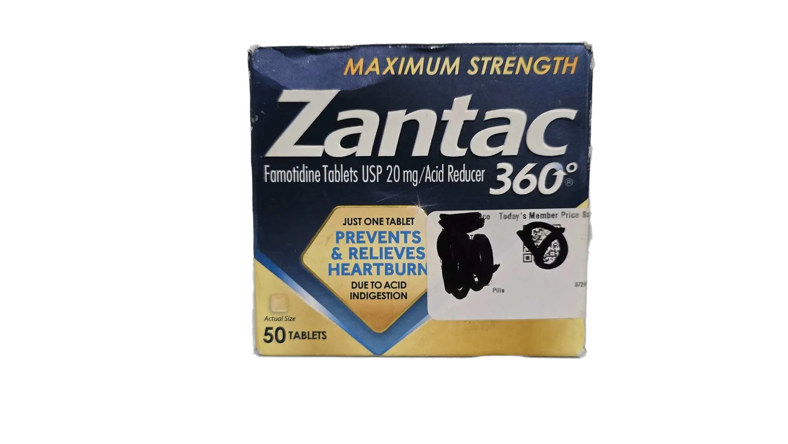 Zantac 360 Maximum Strength Famotidine 20mg Acid Reducer 50 Tablets Exp 07/26
