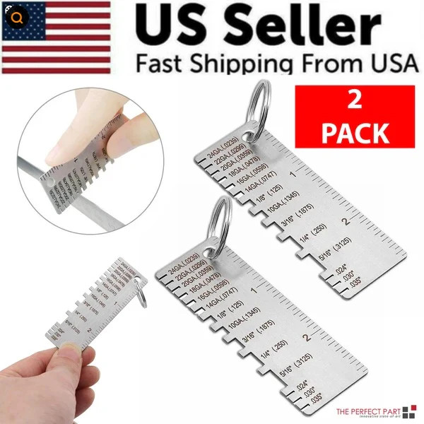 2PCS Thickness Gage Sheet Metal Gauge Wire Welding Inspect Tool Stainless Steel