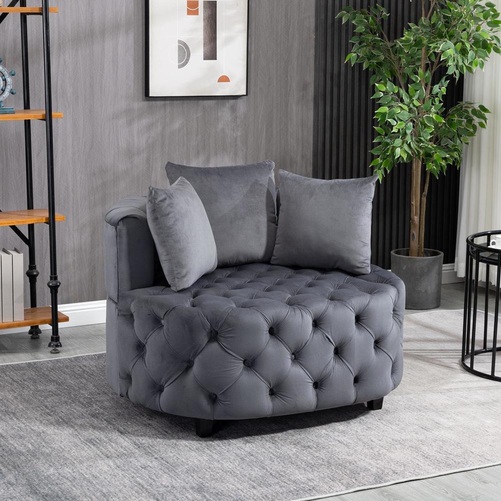 Sturdy and Durable Accent Chair Classical Barrel Chair Leisure Chair Grey
