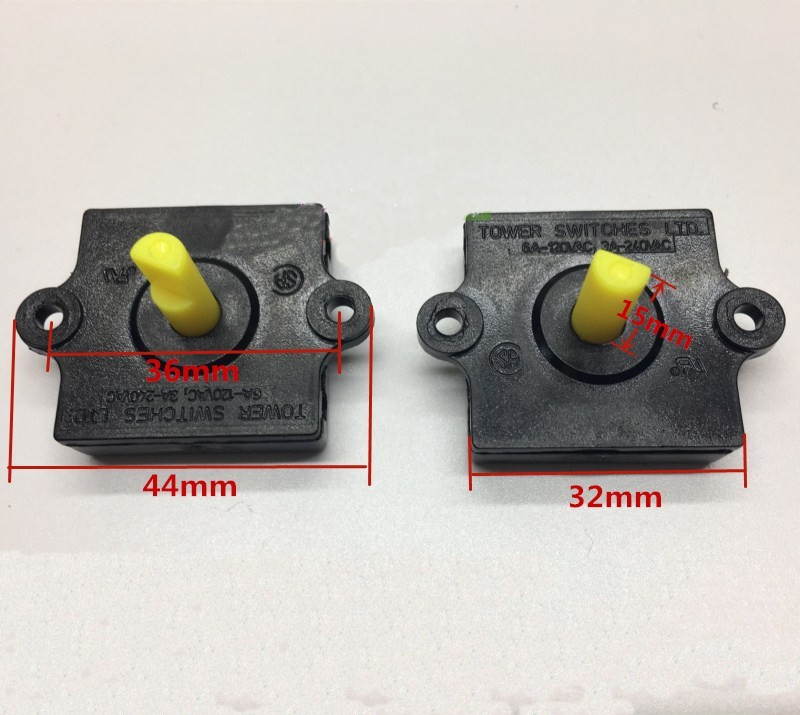 2pcs Tower SWITCHES LTD. Rotary Switch 6A 120VAC 3A 240VAC 4 Wire Holes