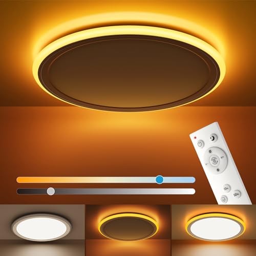 13in LED Flush Mount Ceiling Light Fixture with Remote Control, Dimmable White