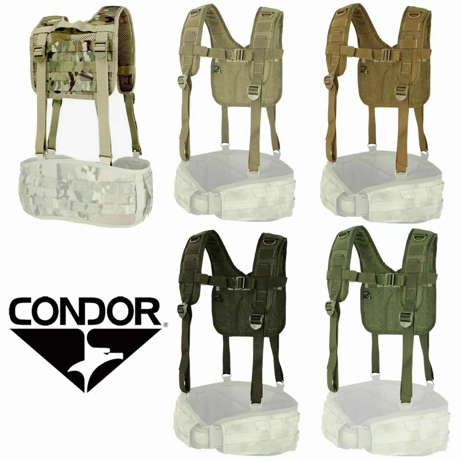 Rugged Belt H-Harness Modular MOLLE Suspenders Kit for Tactical Belt Systems#215