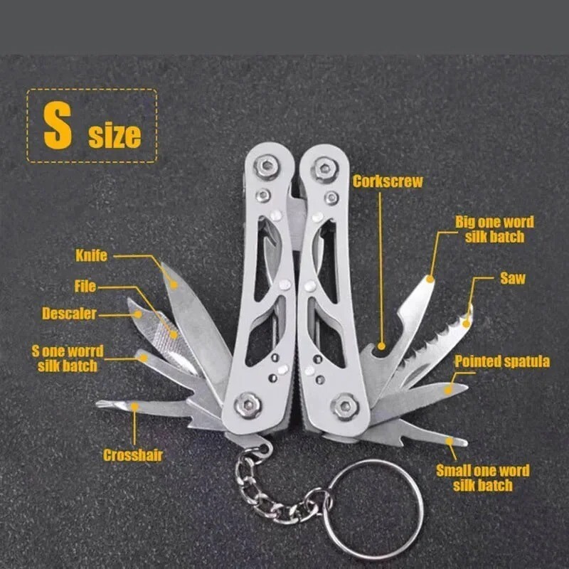 Keychain Pocket Multitool Pliers Knife Screwdriver Tool Camping Mini Compact EDC