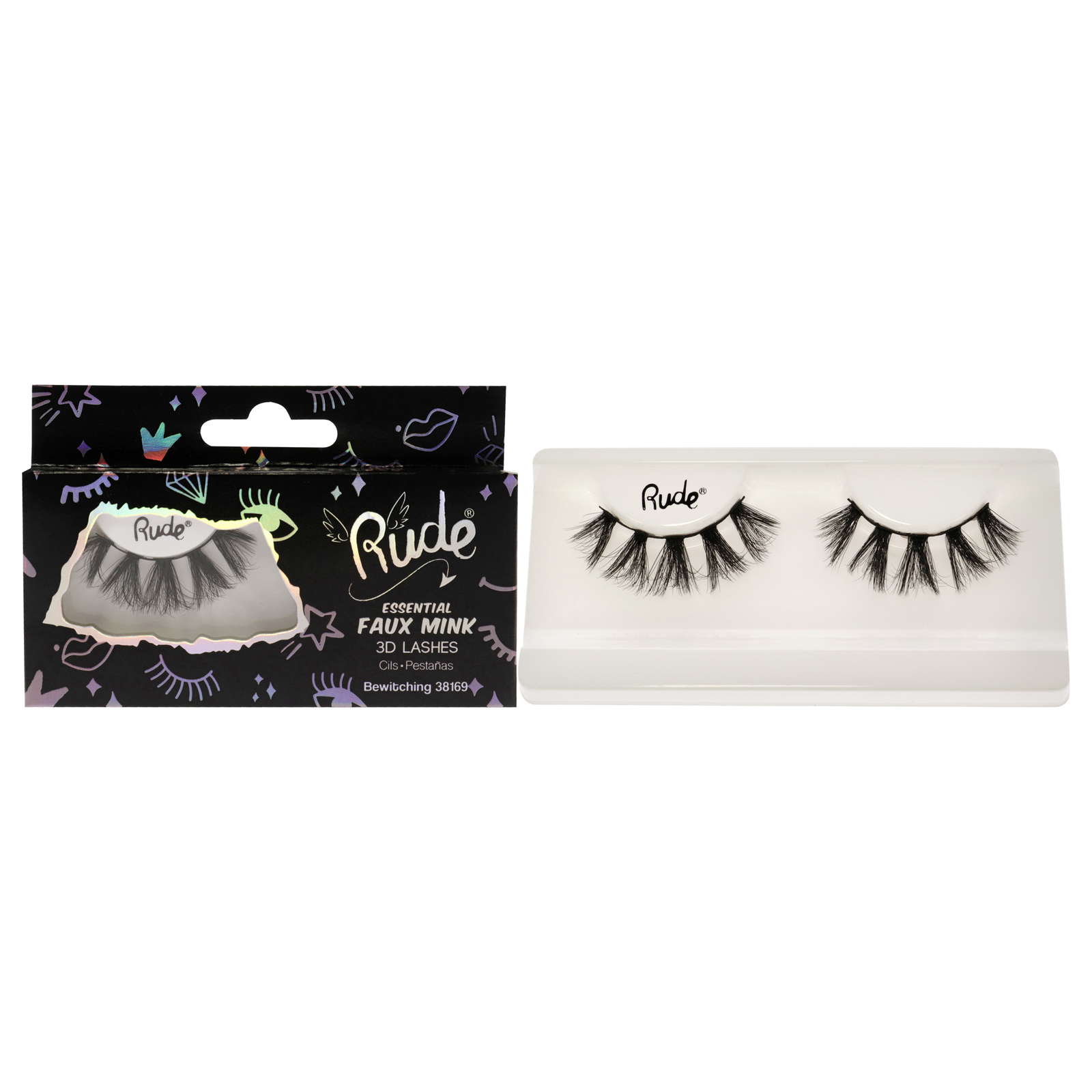 Essential Faux Mink 3D Lashes - Bewitching by Rude Cosmetics - 1 Pc Pair