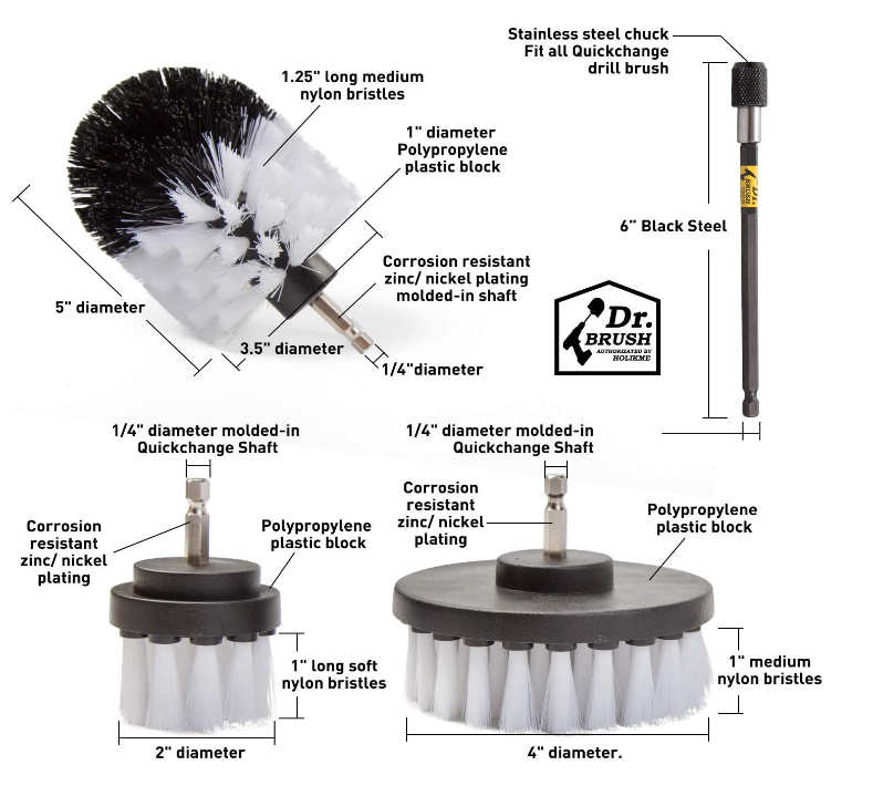 4 PACK White Soft Drill Brush Attachment for Cleaning Carpet, Leather,Ppholstery