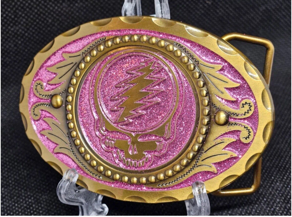 Grateful Dead "Sugar Magnolia" STEAL YOUR FACE Stealie Gold Tone Belt Buckle