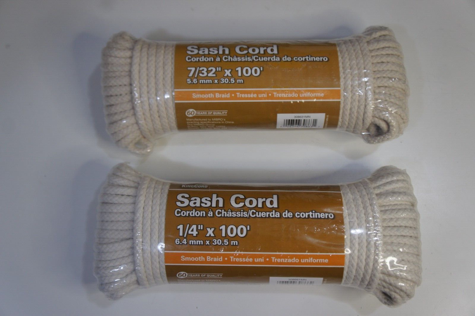 1/4 in. & 7/32 in. KingCord Sash Cord 100 ft. Smooth Braid - READ DESCRIPTION