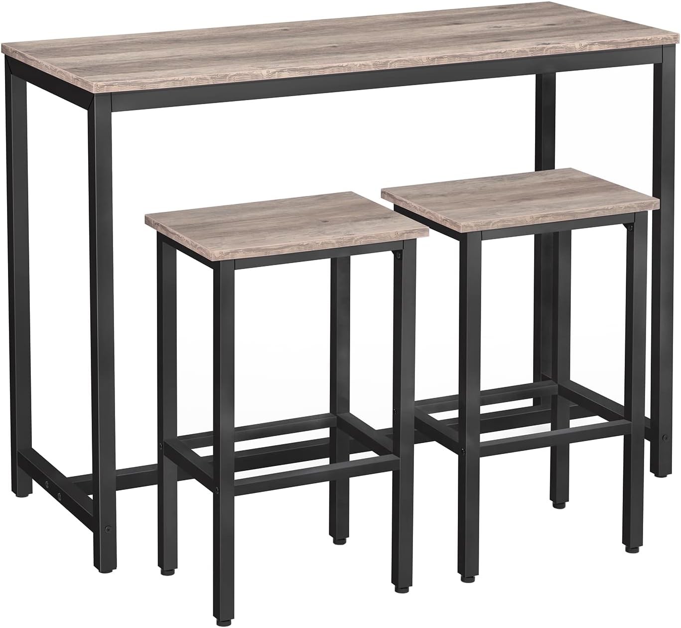 Bar Table & Chairs Set 47.2” Rectangular Pub Table W/ 2 Stools Small Space High