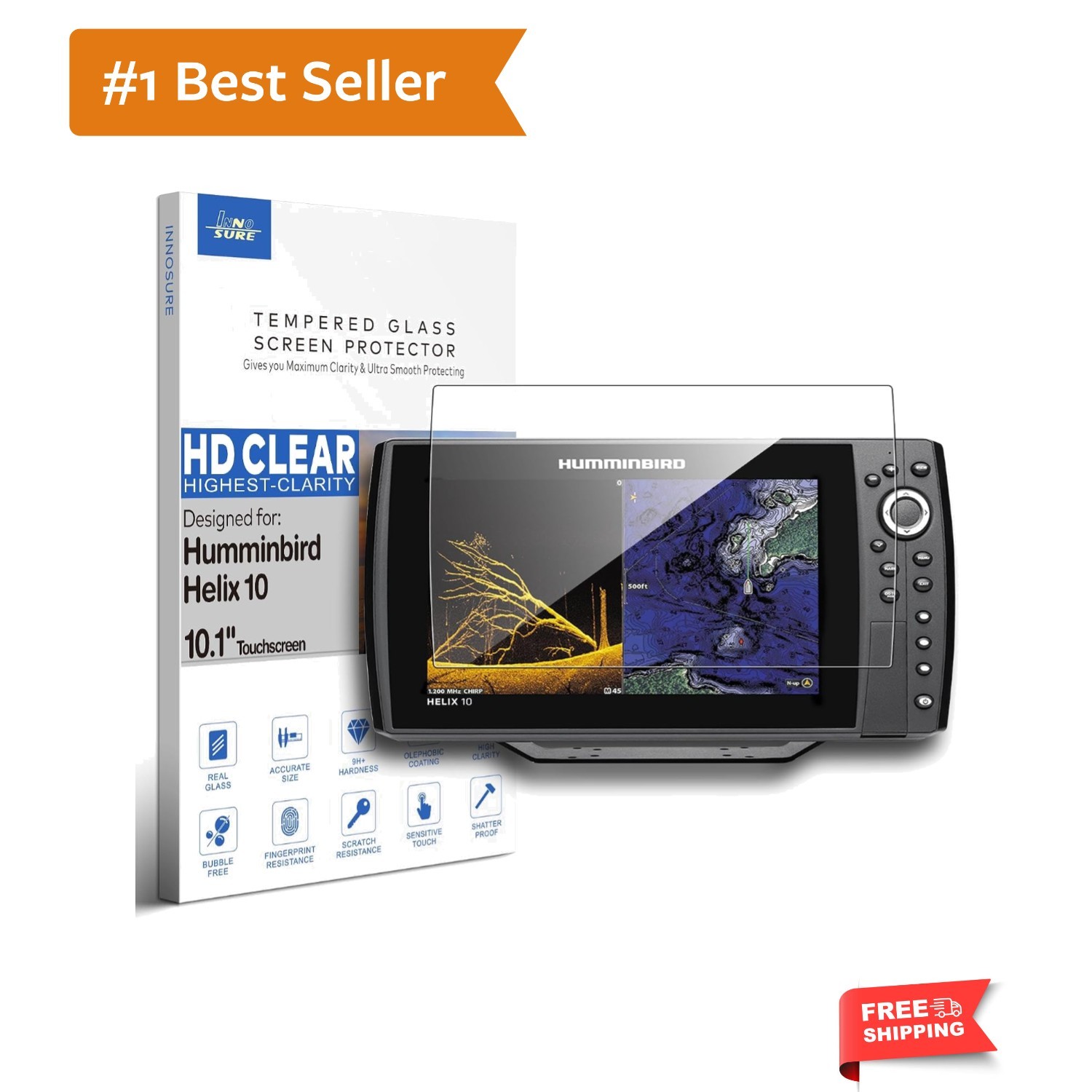 Tempered Glass Screen Protector designed for Humminbird Helix 10 Fish Finder ...