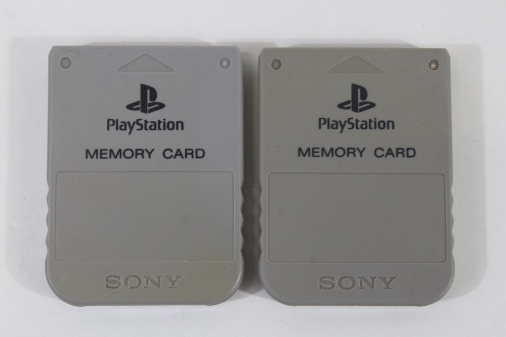 Lot 2 Official SONY PlayStation 1 OEM (B) Memory Card PS1 Grey SCPH-1020 #2