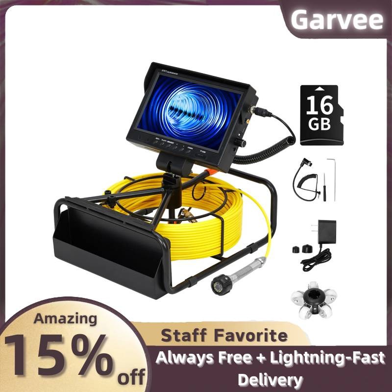 23mm IP68 Sewer Inspection Camera | 98.4FT, 9" 1080P DVR Monitor, 16GB Card