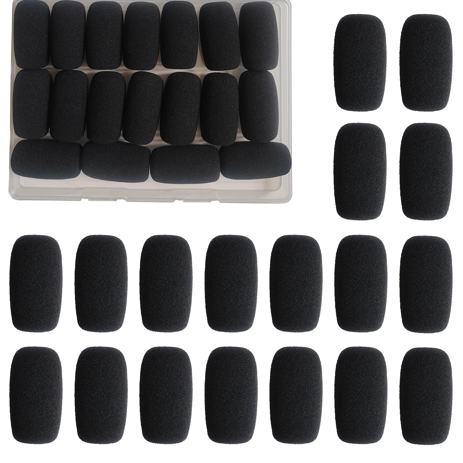 AKSONMN 18 Pack Mini Foam Windscreen for Headset Microphone - High Density Mic