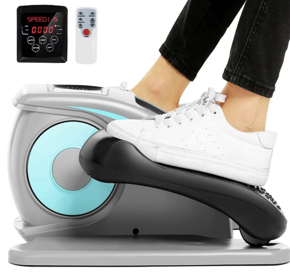 Under Desk Elliptical Machine, Mini Electric Pedal Exerciser with LCD Monitor