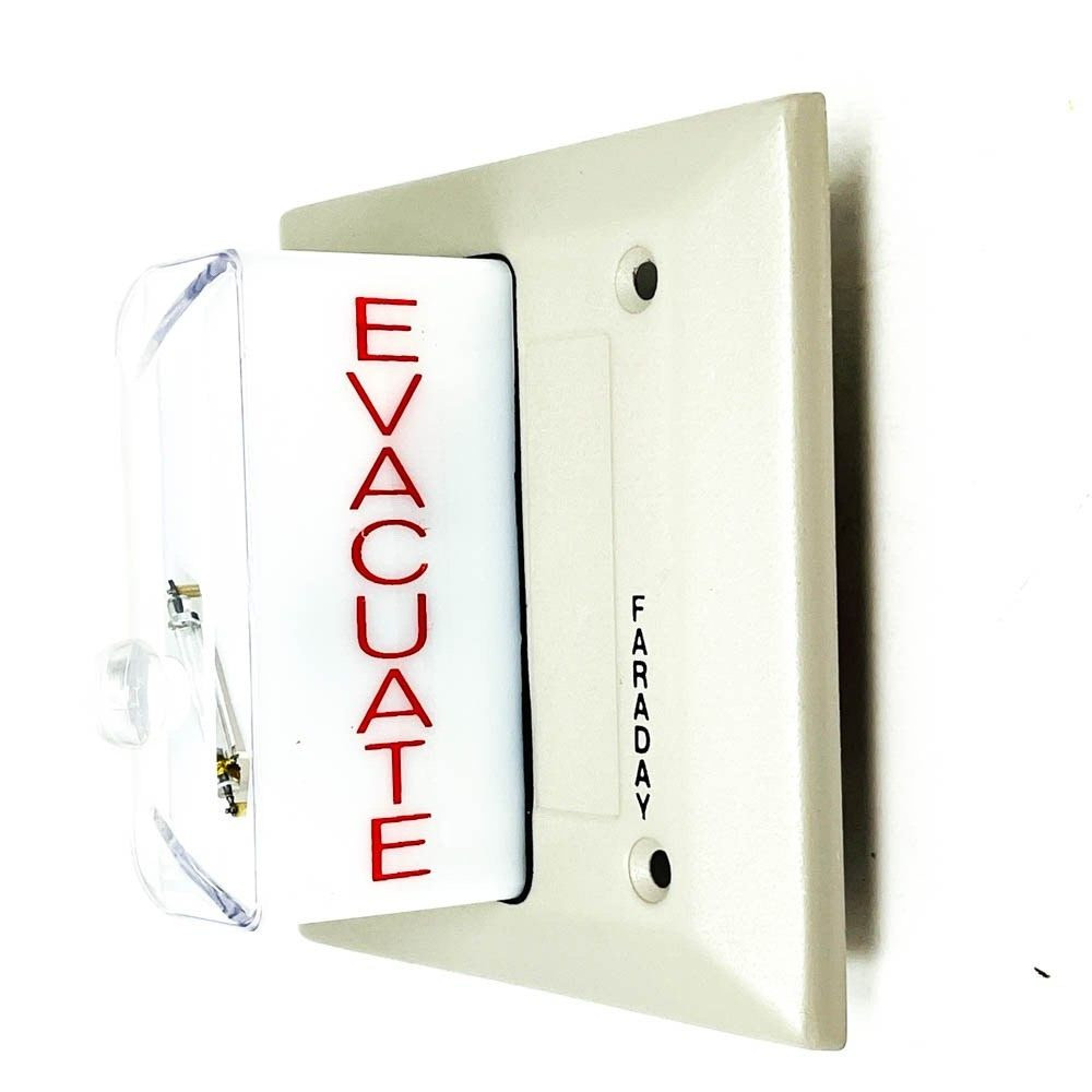 Faraday 5521-W Flush Strobe Plate Evacuate, Gray 5521B-WK-15-24-DC - Made in USA