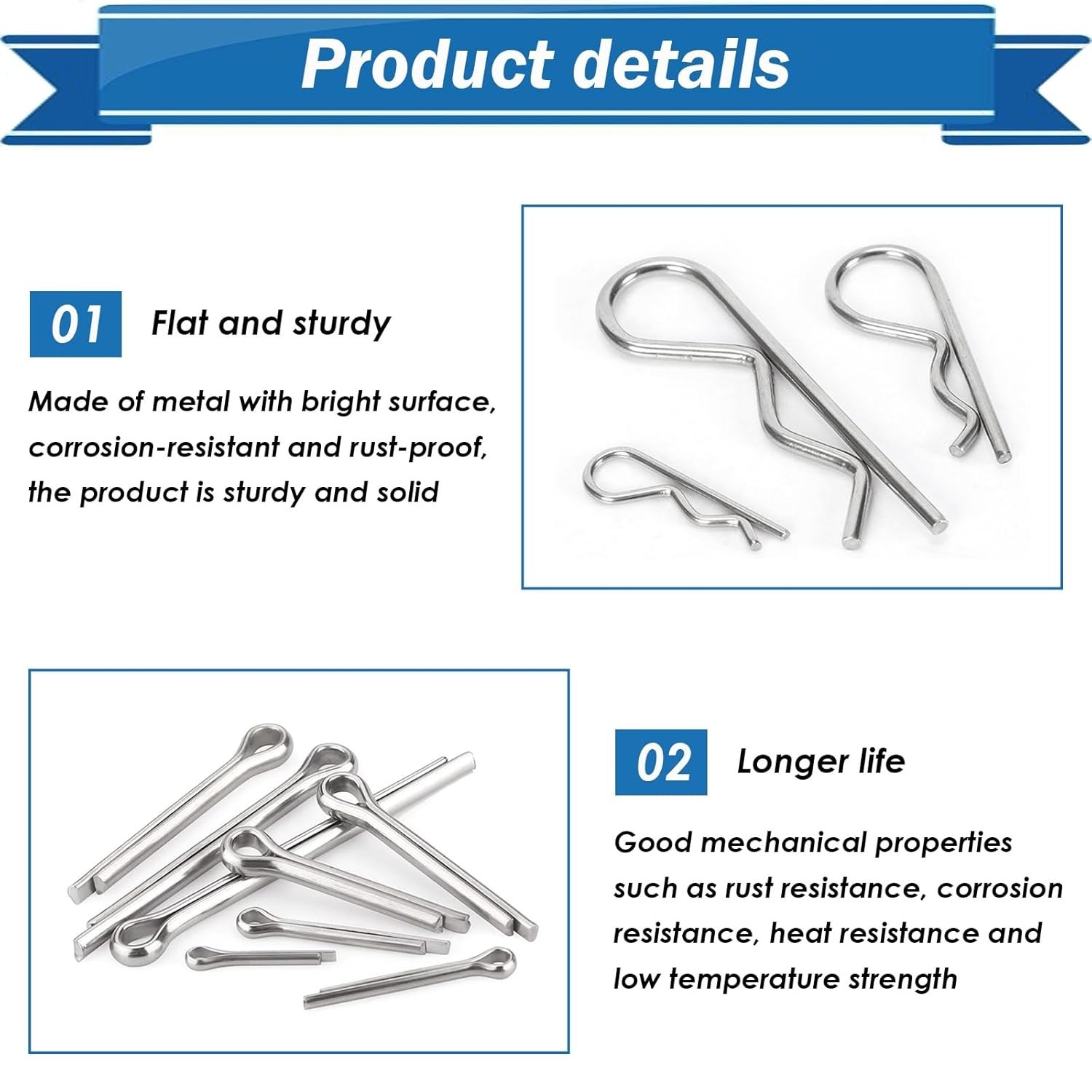 Cotter Pin Assortment Kit - 304 Stainless Steel 13 Sizes Cotter Pins & R Clip...