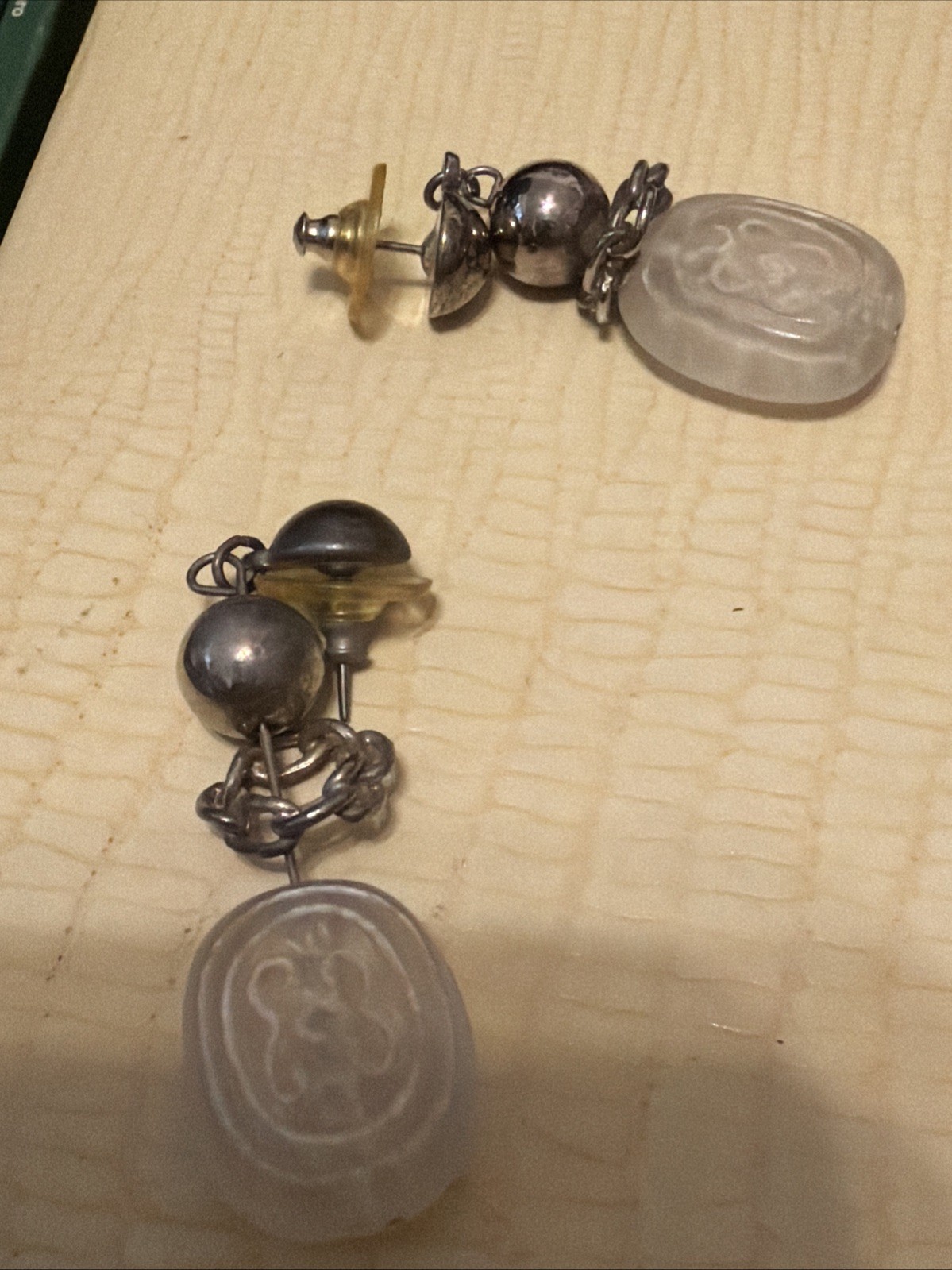 Frosted Lucite Statement Drop Earrings