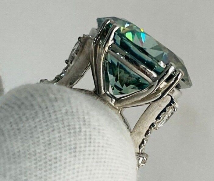 Certified 7.50 Ct Blue Treated Diamond Round Cut Solitaire Ring 925 Silver Ring