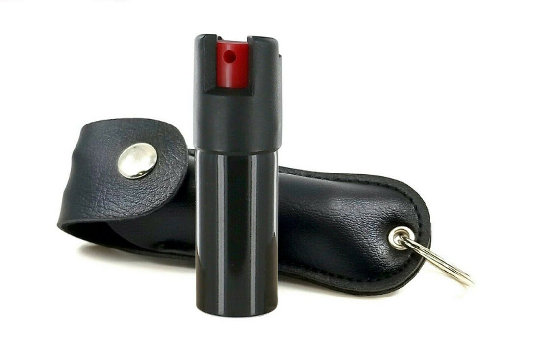 2 Pack Key Chain Pepper Spray .50oz Black & Red Sim. Leather Case Security-".