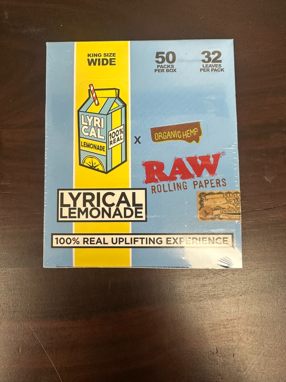 RAW LYRICAL LEMONADE X KING SIZE CIGARETTE PAPERS~SEALED FRESH BOX OF 50