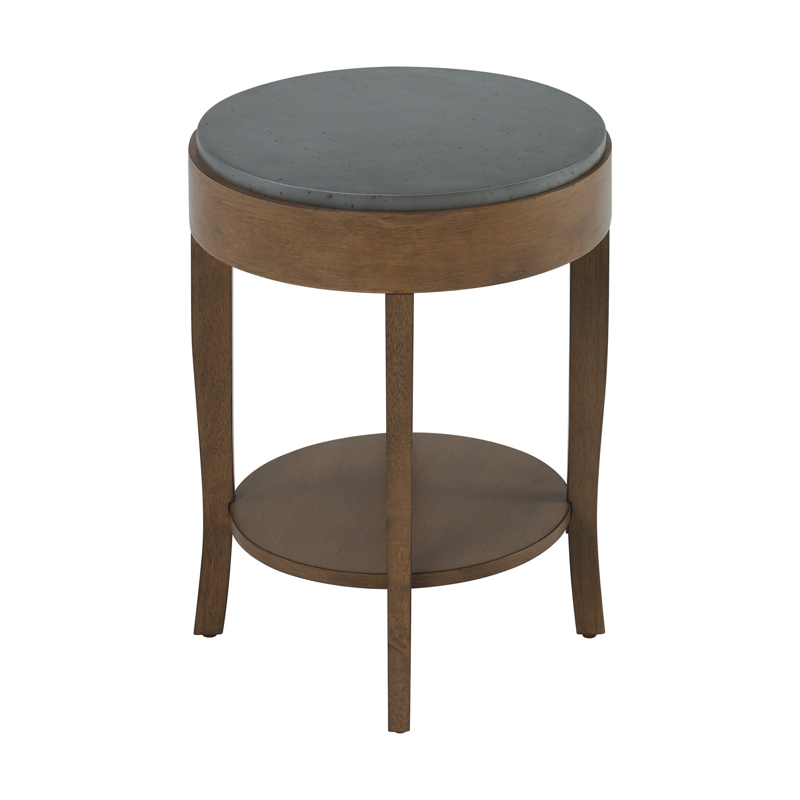 Solvar Round Wood Brown Base and Gray Top Accent End Table