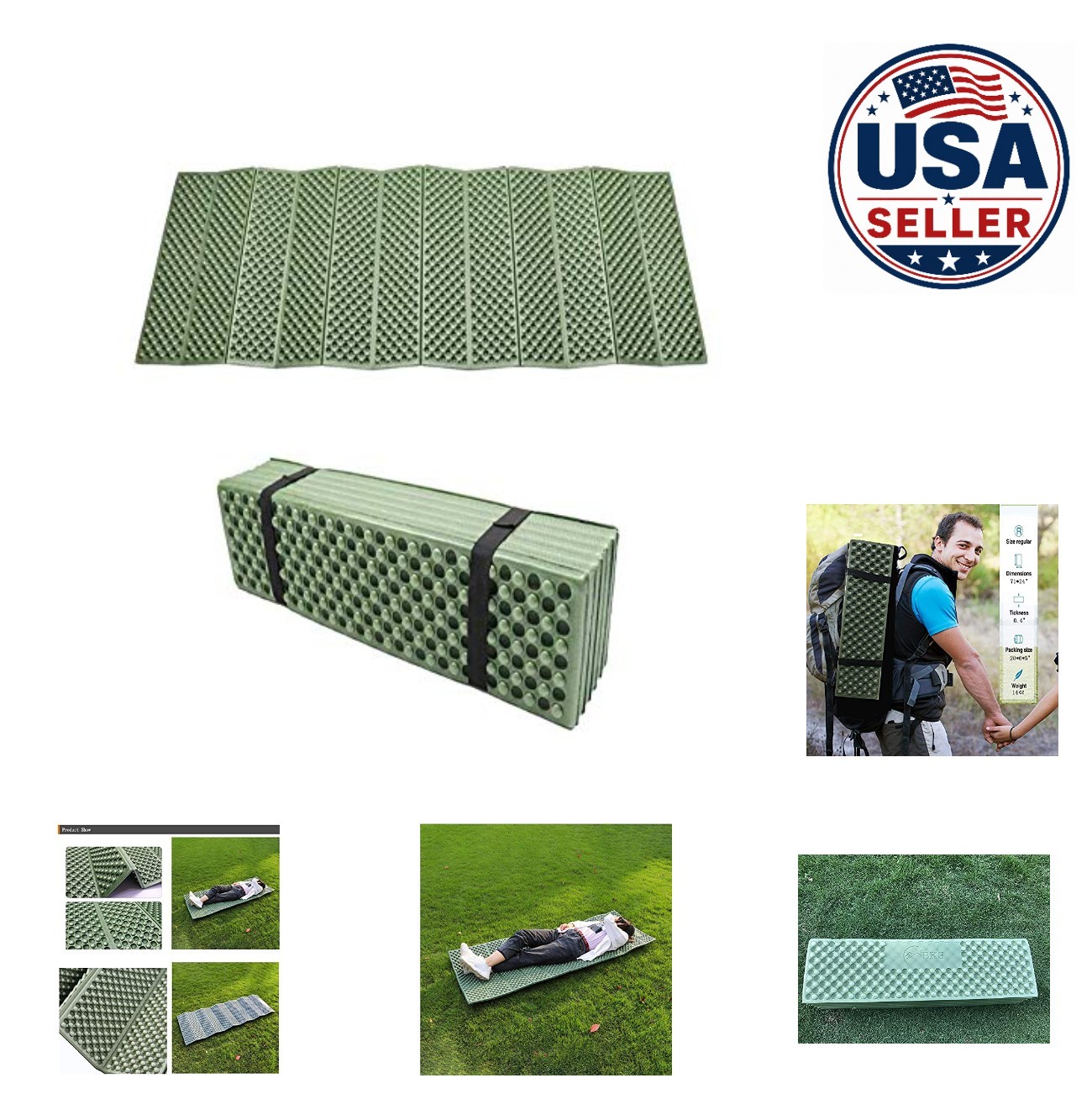 Egg Crate Foam Sleeping Pad 73x22 Inch Ultralight Waterproof Camping Hiking