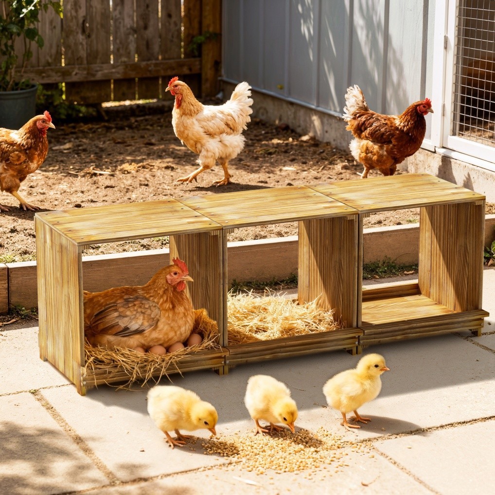 Stackable Chicken Hen Coop Hutch 3 Holes Nesting Box DIY Lay Egg Poultry Boxes