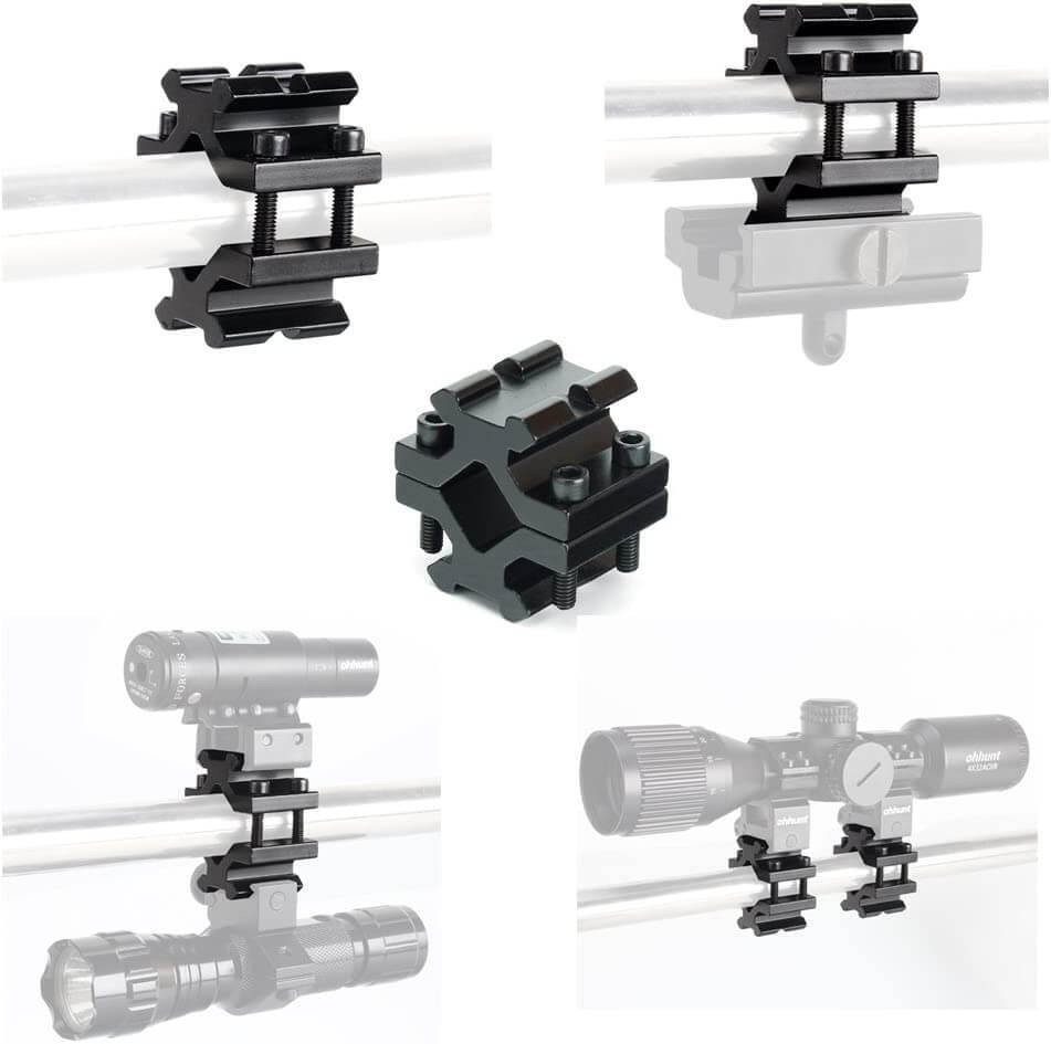 Universal 20mm Dual Rail Barrel Mount for Flashlight Laser Bipod