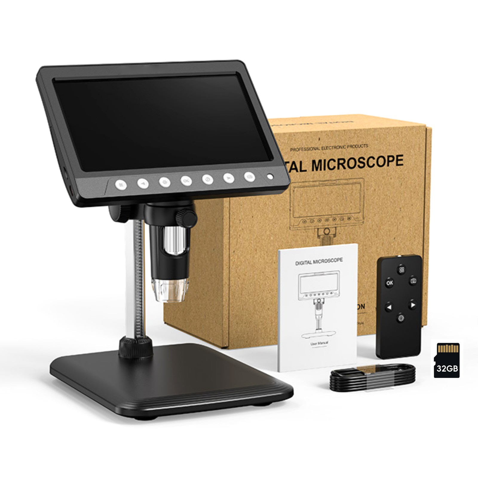 7 "IPS Digital Microscope Tool 1200X 1080P Video Focusing Camera Microscope