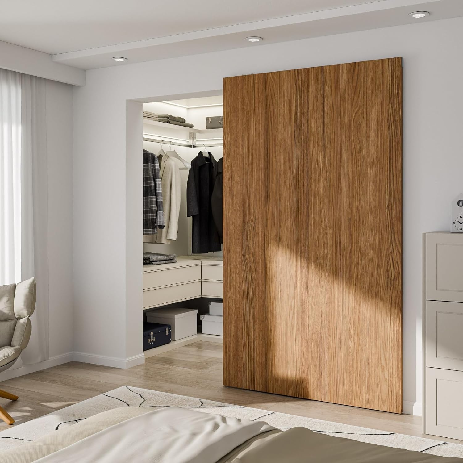 CCJH Hidden Sliding Barn Door Kit, Soft Close Trackless Aluminum Hardware