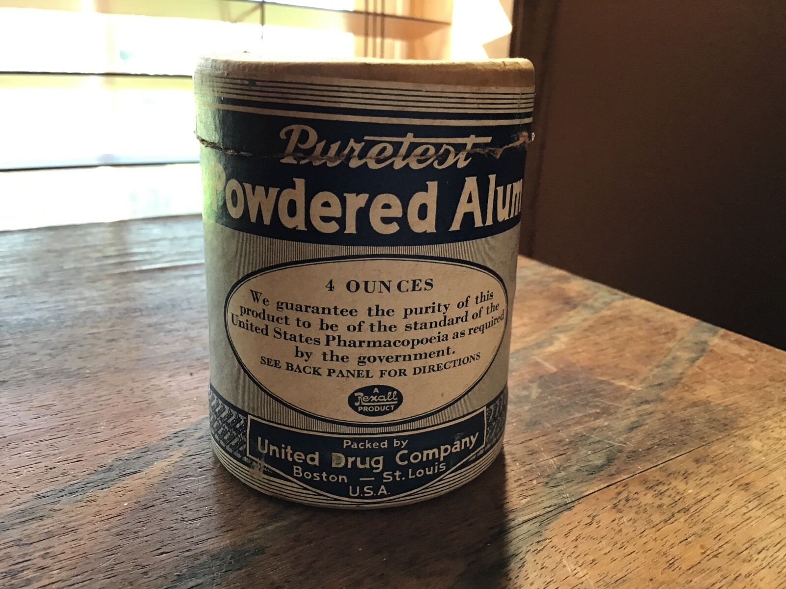 Vintage Puretest 4 Oz United Drug Co Powdered Alum Container