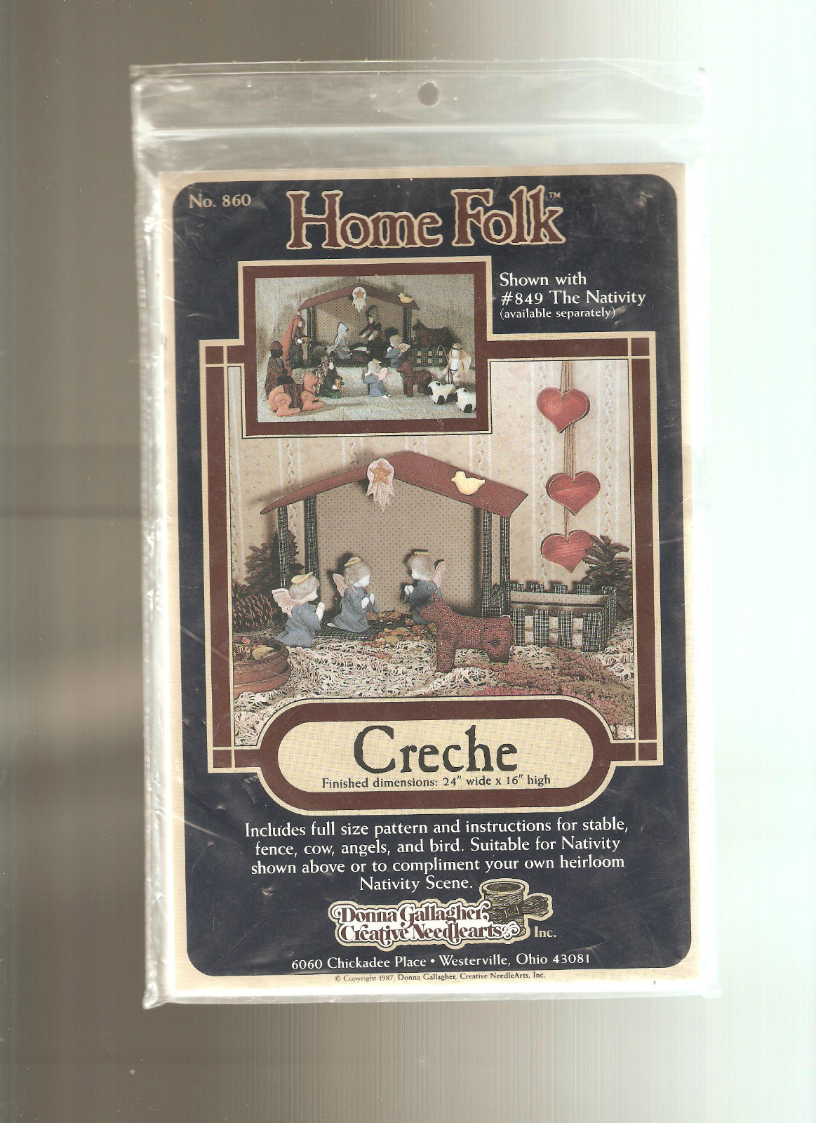 Donna Gallagher Home Folk 860 Christmas Creche Animals Stable Fence Pattern