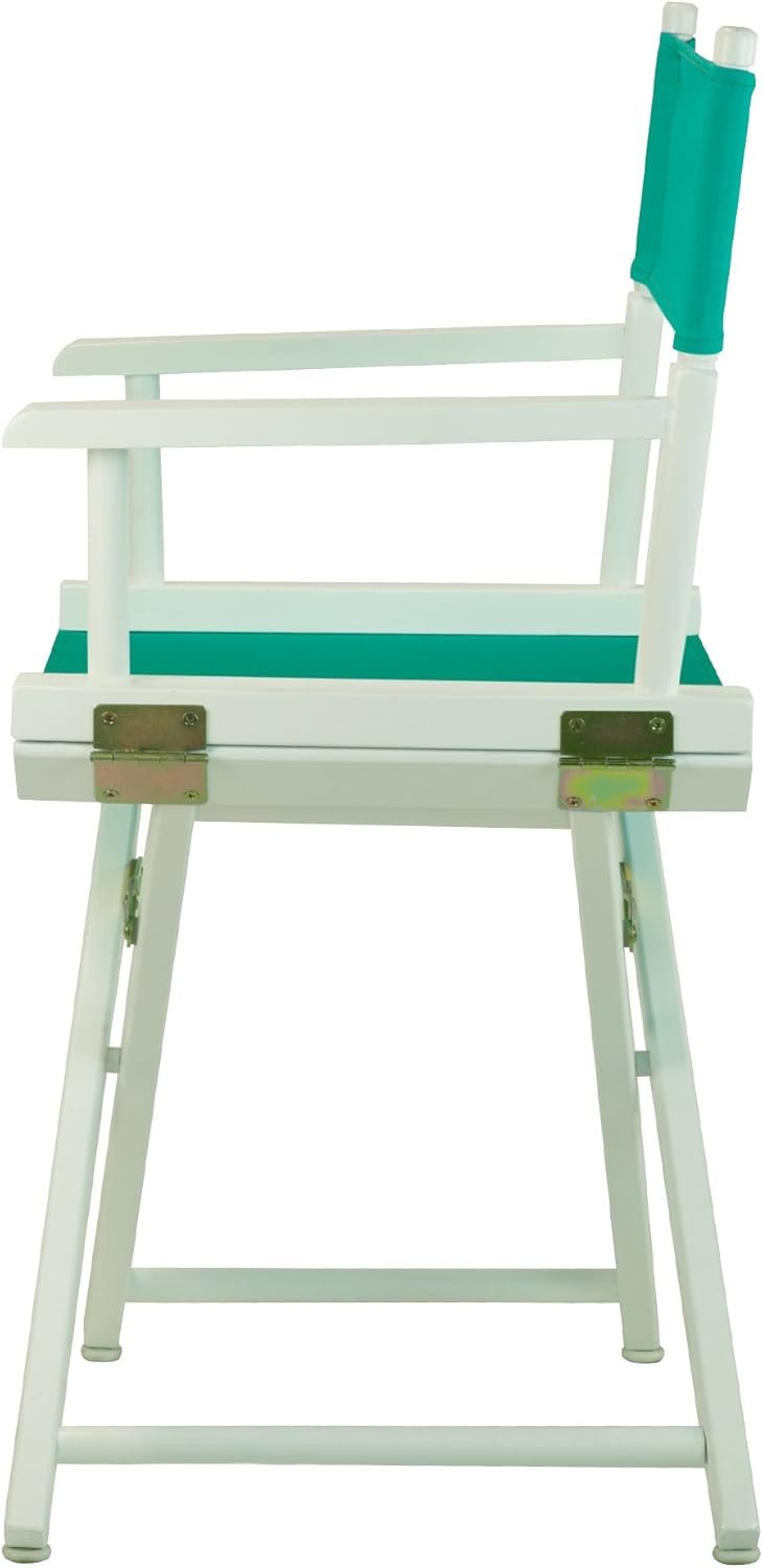 18" Director's Chair White Frame W/ Teal Canvas Beech Cotton