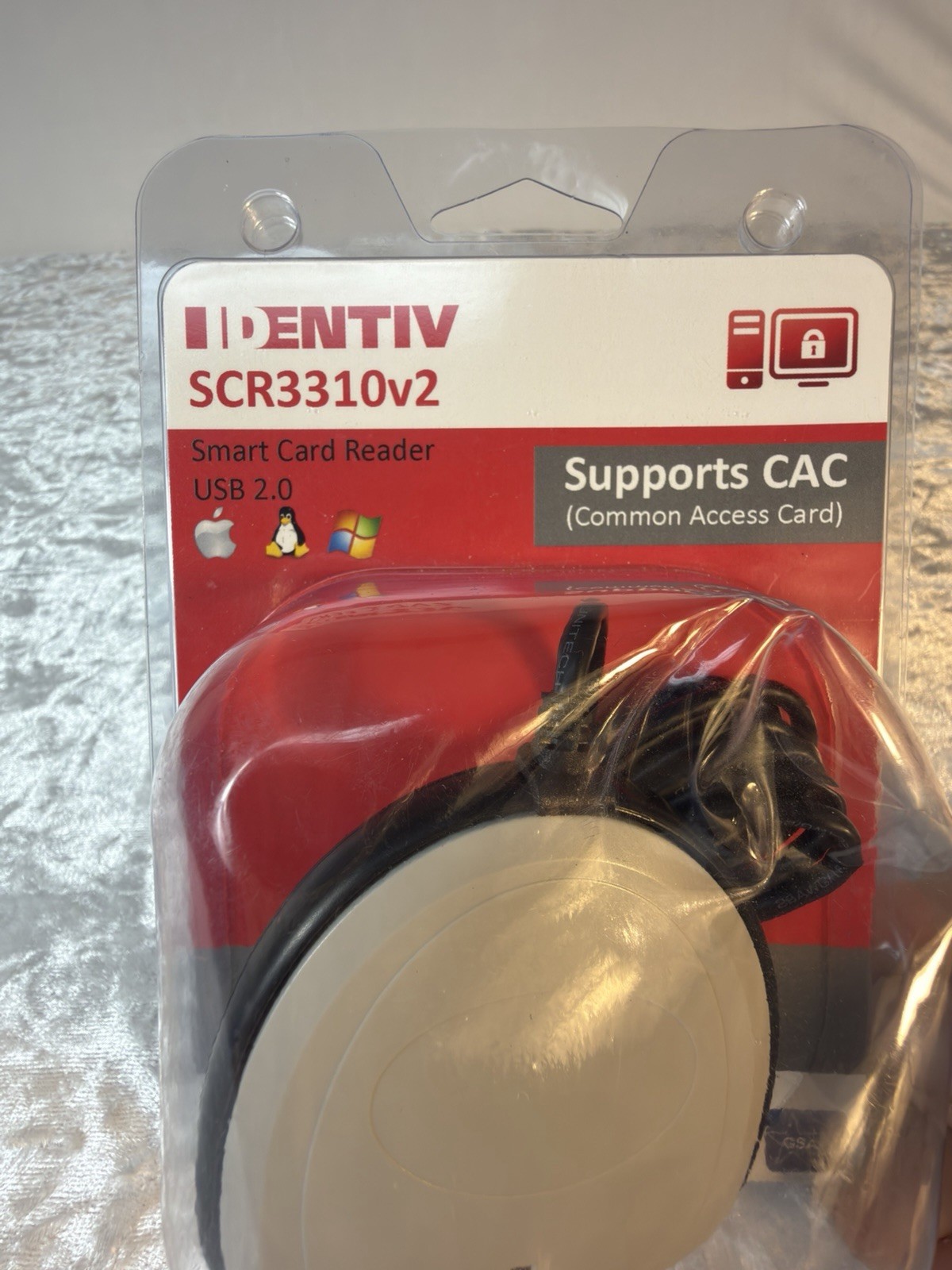 Identiv SCR3310 V2 USB Smart Card Reader for Computer SmartOS - Black/Gray
