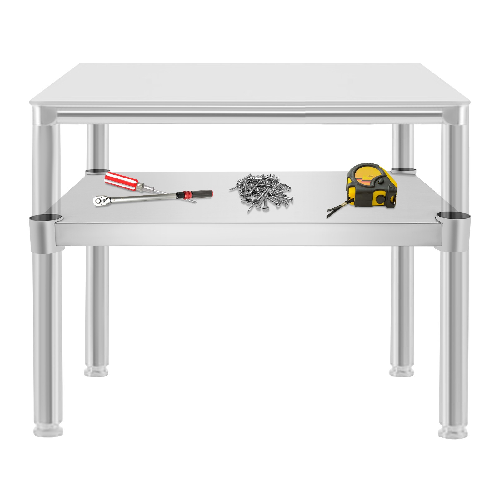Under Shelf Stainless Steel Adjustable Lower Shelf Work Table Under Shelf Silver